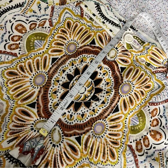 Zara Linen Blend Abstract Paisley Mini Flare Trouser Pant Women’s Size XL - Picture 9 of 14